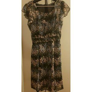 AVON FLORAL PRINT SOFT FLUTTER SLEEVE DRESS